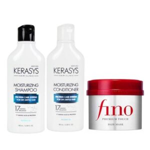 Kit Kerasys Hair Clinic Moisturizing (Baobab Oil) Sh 180ml + Cd180ml  + Fino Premium Touch Hair Mask 230g